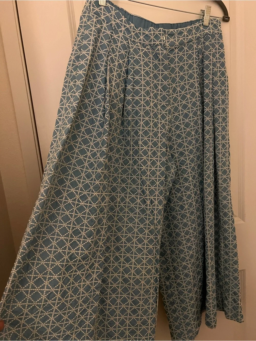Unbranded Blue Geo Print Two-Piece Set - Button Front Top & Skirt